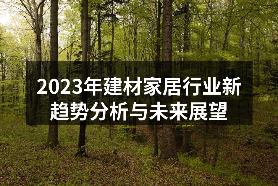 2023年建材家居行业新趋势分析与未来展望